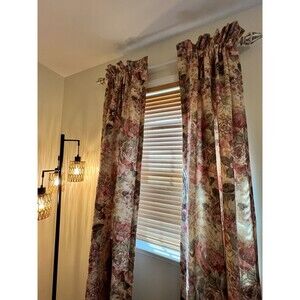 Discontinued Vintage Croscill Arbor Rose Curtains Set Panels + Tie Backs